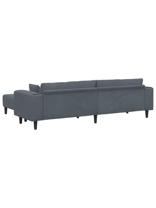 Samta dīvāns ar spilvenu 3 pcs tumši pelēks 208 cm samts