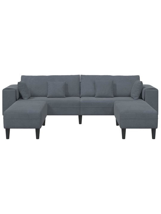 Samta dīvāns ar spilvenu 3 pcs tumši pelēks 208 cm samts