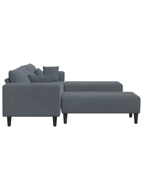 Samta dīvāns ar spilvenu 3 pcs tumši pelēks 208 cm samts