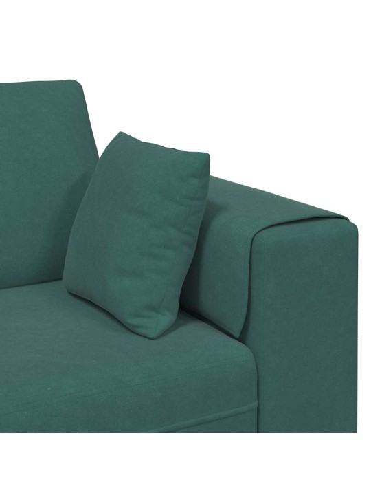 Samta dīvāns ar spilvenu 3 pcs tumši zaļš 208 cm samts