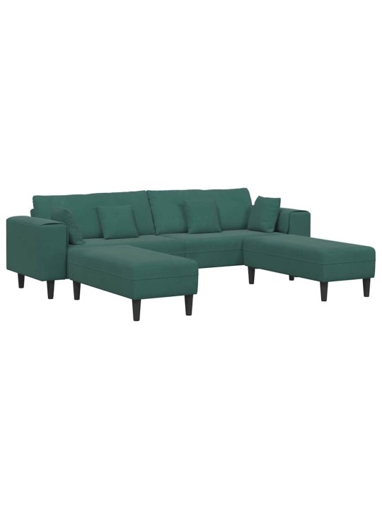 Samta dīvāns ar spilvenu 3 pcs tumši zaļš 208 cm samts