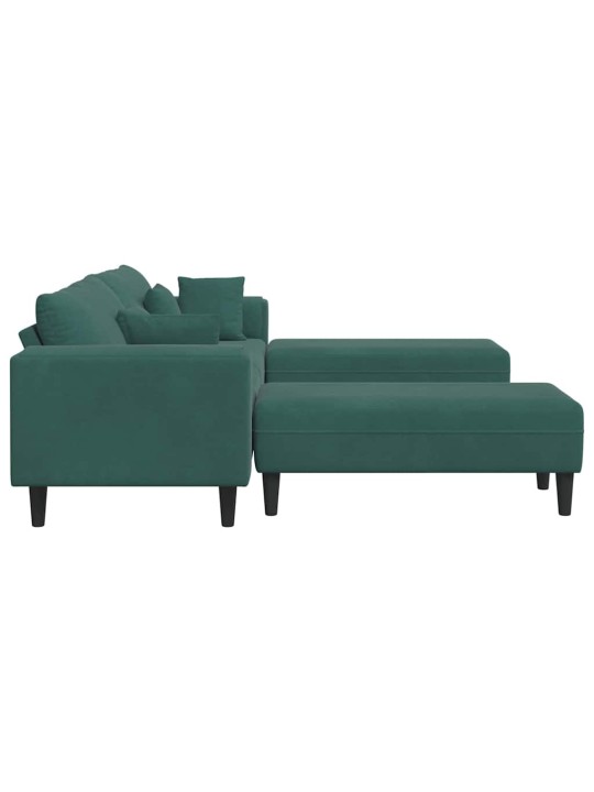 Samta dīvāns ar spilvenu 3 pcs tumši zaļš 208 cm samts