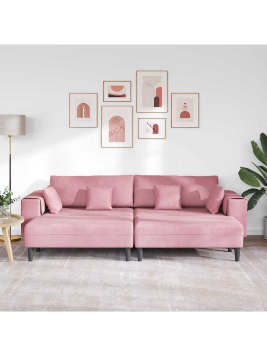 Samta dīvāns ar spilvenu 3 pcs rozā 208 cm samts