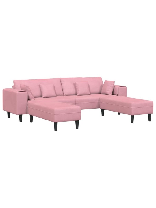 Samta dīvāns ar spilvenu 3 pcs rozā 208 cm samts