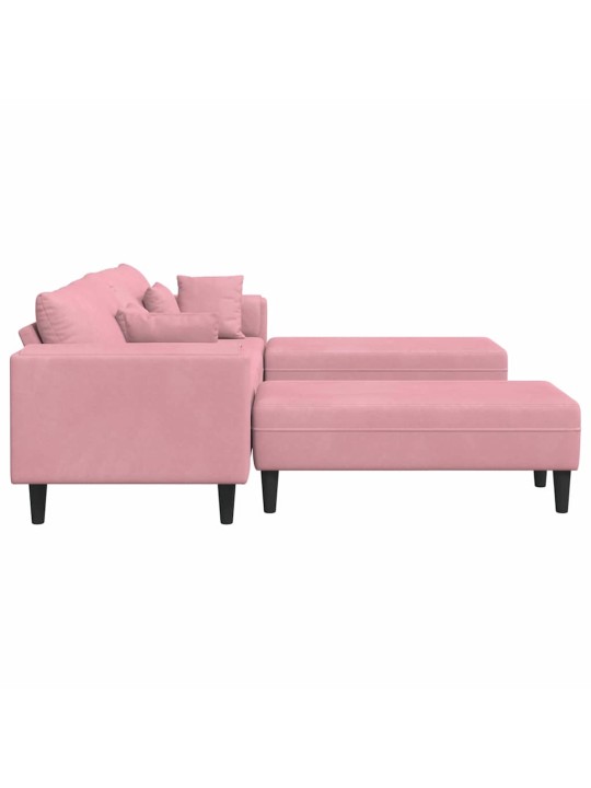Samta dīvāns ar spilvenu 3 pcs rozā 208 cm samts