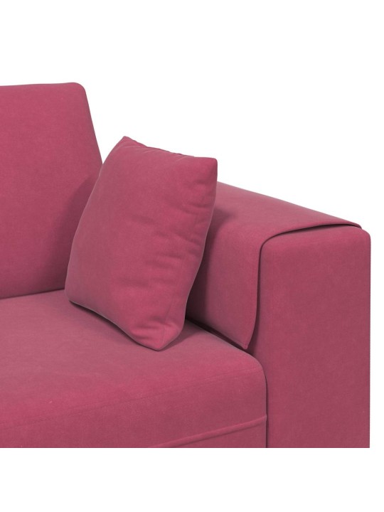Samta dīvāns ar spilvenu 3 pcs vīna sarkans 208 cm samts