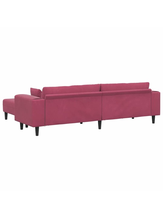 Samta dīvāns ar spilvenu 3 pcs vīna sarkans 208 cm samts