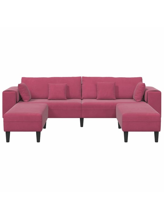 Samta dīvāns ar spilvenu 3 pcs vīna sarkans 208 cm samts
