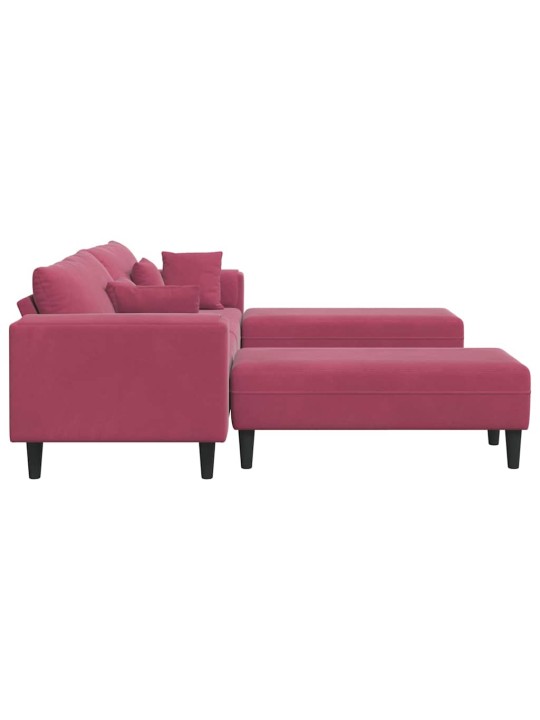 Samta dīvāns ar spilvenu 3 pcs vīna sarkans 208 cm samts