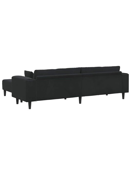 Samta dīvāns ar spilvenu 3 pcs melna 208 cm samts