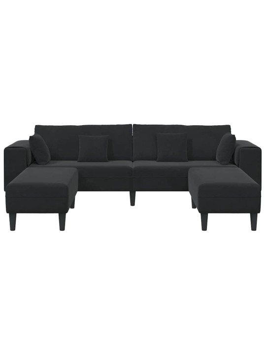 Samta dīvāns ar spilvenu 3 pcs melna 208 cm samts