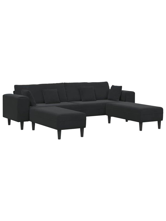 Samta dīvāns ar spilvenu 3 pcs melna 208 cm samts