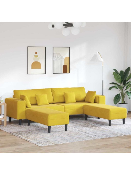 Samta dīvāns ar spilvenu 3 pcs dzeltena 208 cm samts