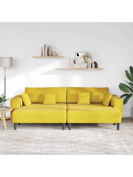 Samta dīvāns ar spilvenu 3 pcs dzeltena 208 cm samts