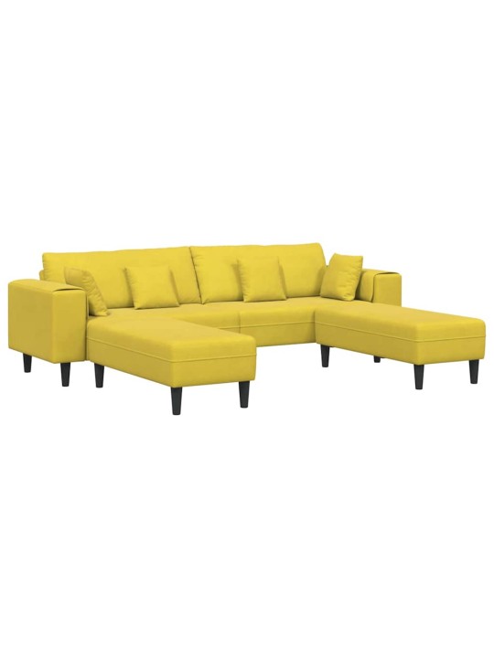 Samta dīvāns ar spilvenu 3 pcs dzeltena 208 cm samts