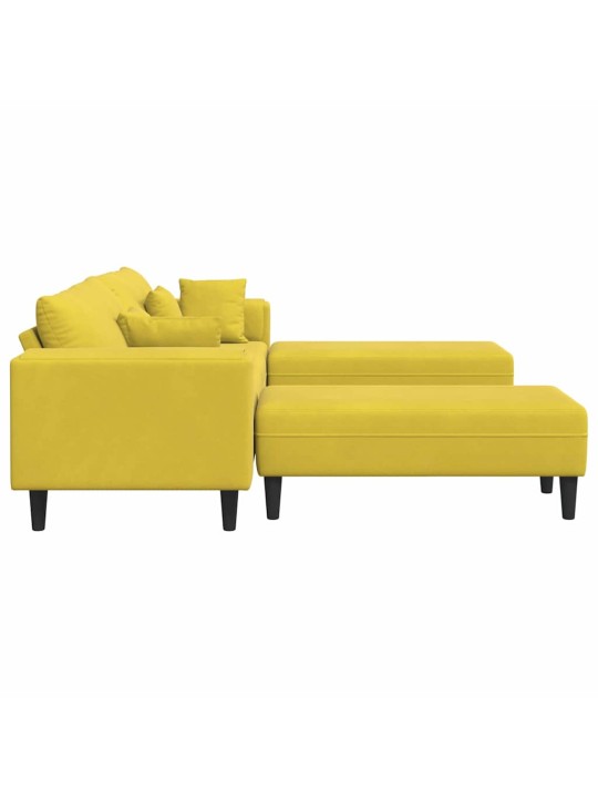 Samta dīvāns ar spilvenu 3 pcs dzeltena 208 cm samts