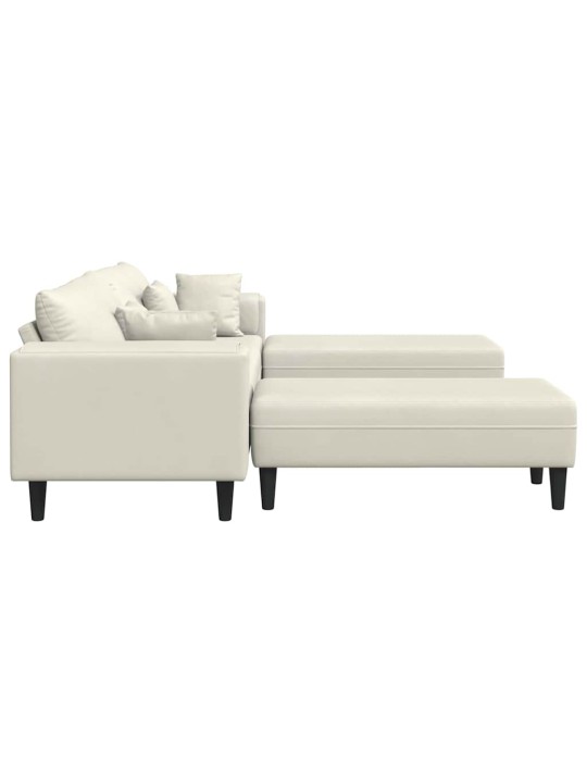 Samta dīvāns ar spilvenu 3 pcs krēmkrāsa 208 cm samts
