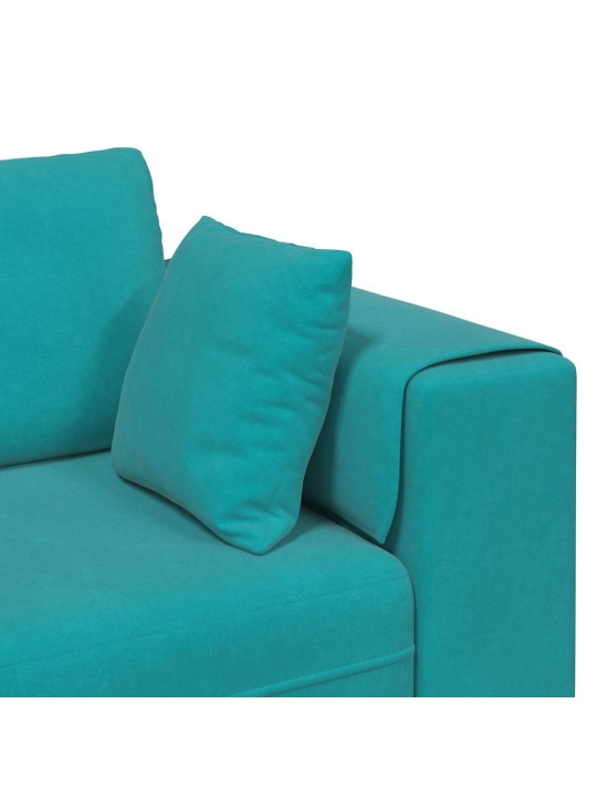 Samta dīvāns ar spilvenu 3 pcs tirkīzzila 208 cm samts