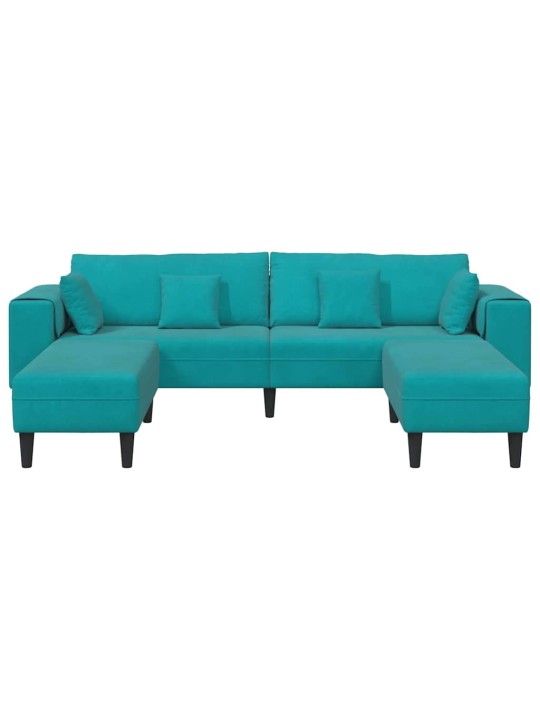 Samta dīvāns ar spilvenu 3 pcs tirkīzzila 208 cm samts