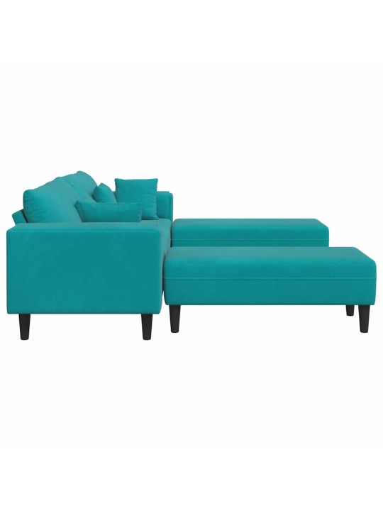 Samta dīvāns ar spilvenu 3 pcs tirkīzzila 208 cm samts