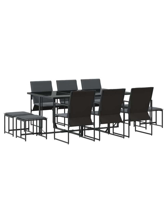 Dārza ēdamgalds 11 pcs melna tērauds