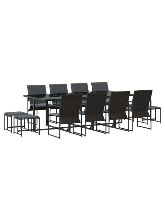 Dārza ēdamgalds 13 pcs melna tērauds