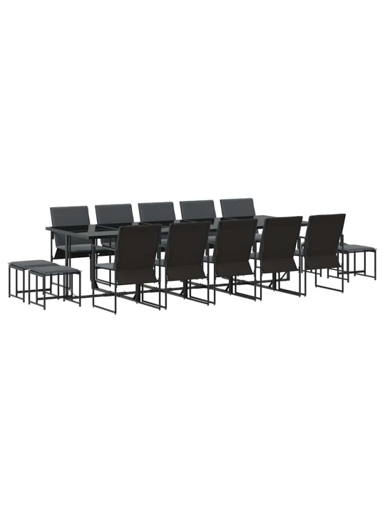 Dārza ēdamgalds 15 pcs melna tērauds