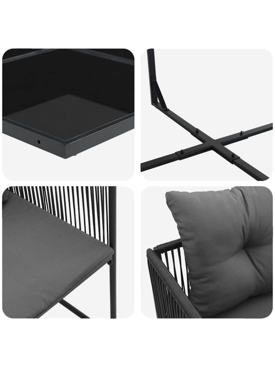 Dārza ēdamgalds 7 pcs melna tērauds