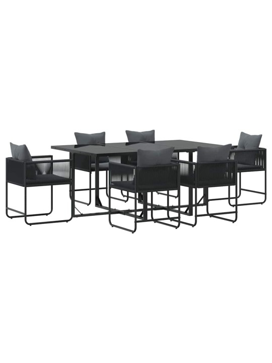 Dārza ēdamgalds 7 pcs melna tērauds
