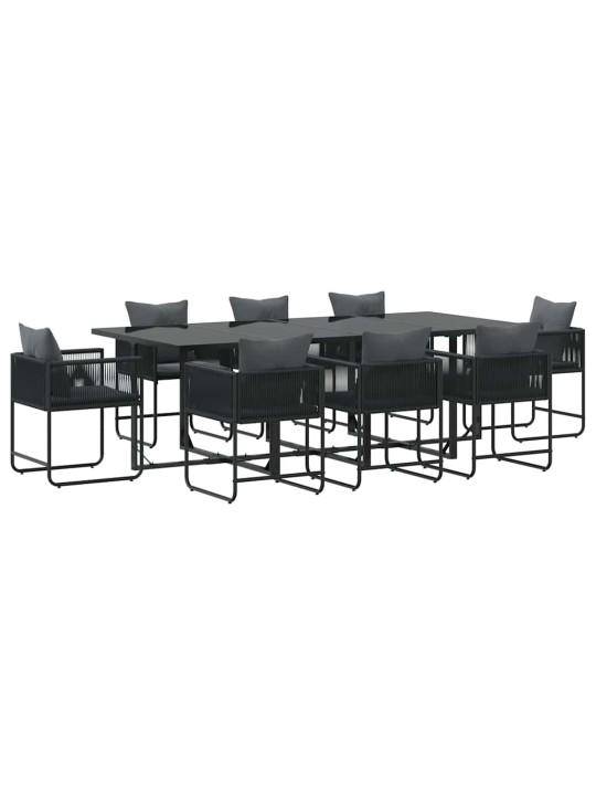 Dārza ēdamgalds 9 pcs melna tērauds