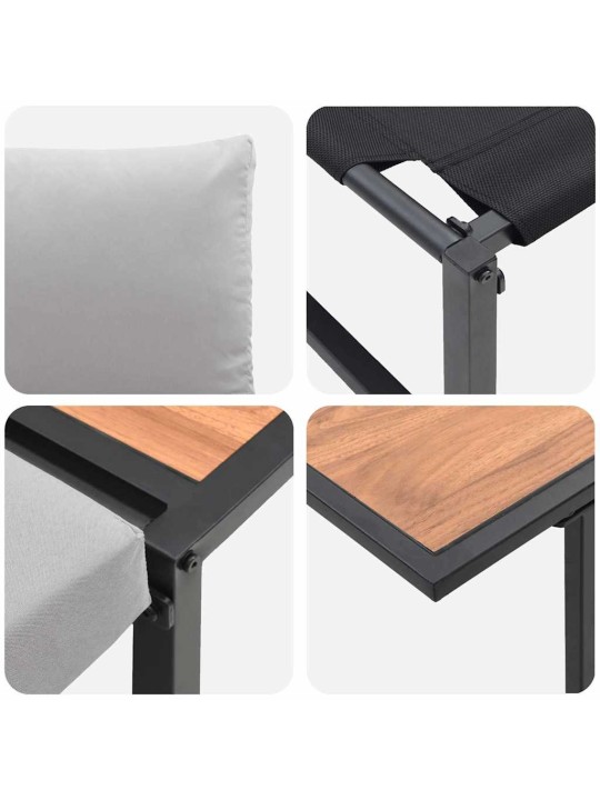 Dārza ēdamgalds 3 pcs gaiši pelēka tērauds