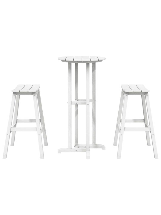 Dārza bāra komplekts 3 pcs balts hdpe