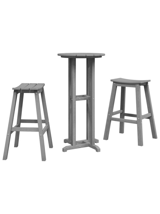 Dārza bāra komplekts 3 pcs gaiši pelēka hdpe