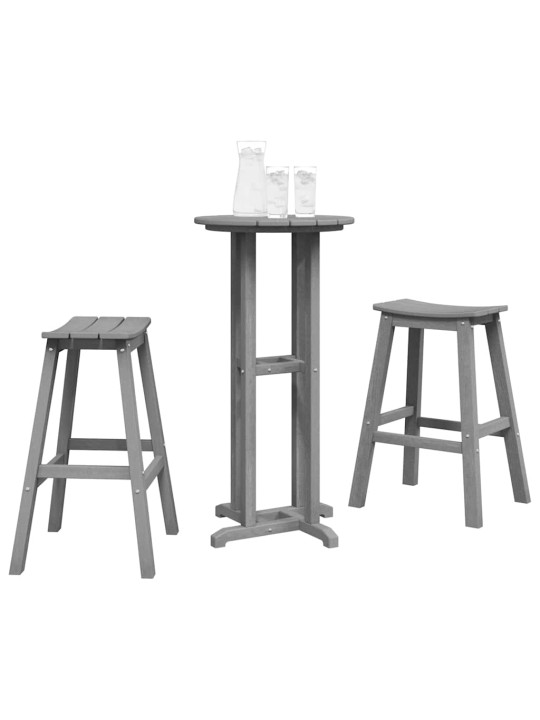 Dārza bāra komplekts 3 pcs gaiši pelēka hdpe