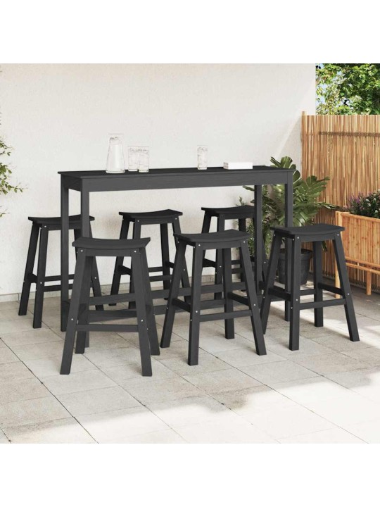 Dārza bāra komplekts 6 pcs melna hdpe