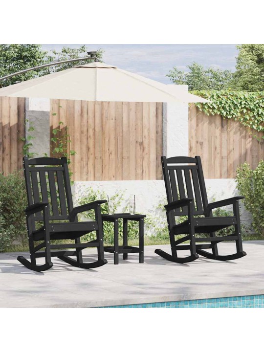 Dārza šūpuļkrēsls 3 pcs melna 38 x 38 x 46cm plastmasa