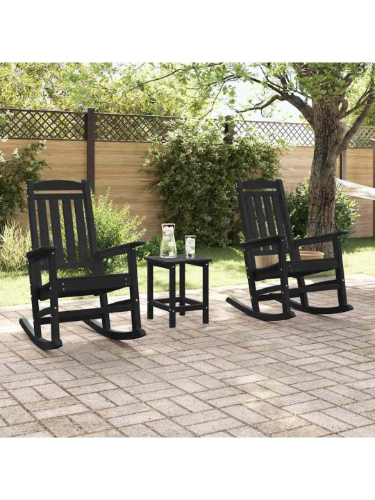 Dārza šūpuļkrēsls 3 pcs melna 38 x 38 x 46cm plastmasa