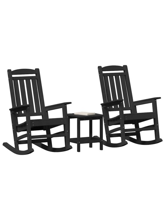Dārza šūpuļkrēsls 3 pcs melna 38 x 38 x 46cm plastmasa