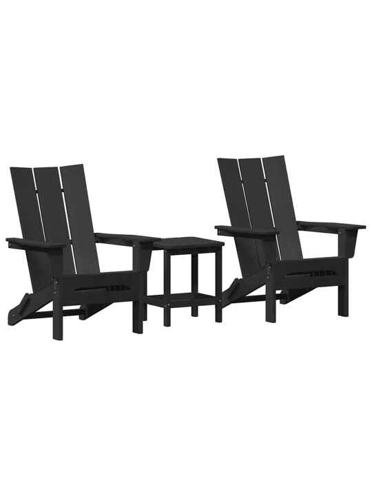 Dārza atpūtas mēbeles 3 pcs melna 38 x 38 x 46cm plastmasa