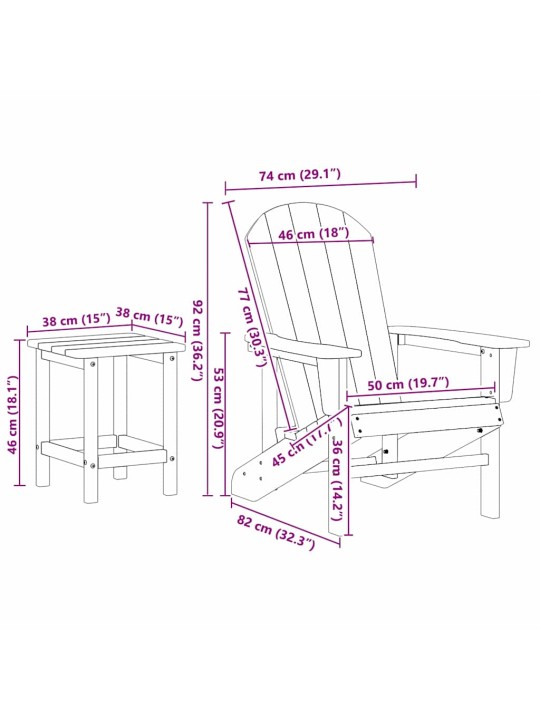 Dārza atpūtas mēbeles 3 pcs balts 38 x 38 x 46cm polietilēns