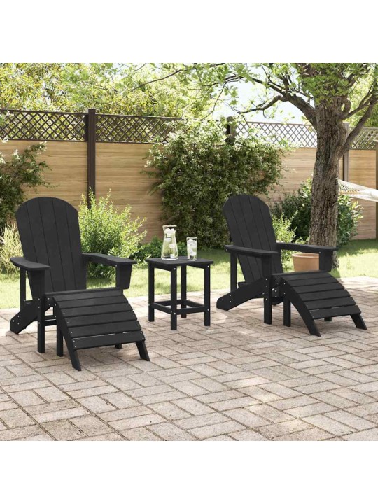 Dārza atpūtas mēbeles 3 pcs melna 38 x 38 x 46cm plastmasa