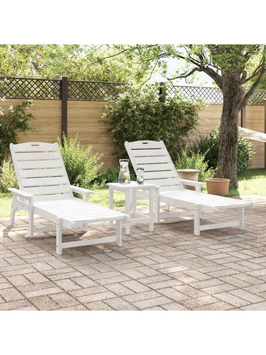 Dārza atpūtas mēbeles 2 pcs balts 53 x 195.5 x 30cm polietilēns