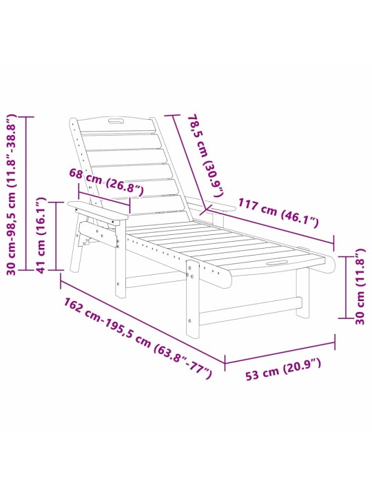 Dārza atpūtas mēbeles 2 pcs tumši zils 53 x 195.5 x 30cm