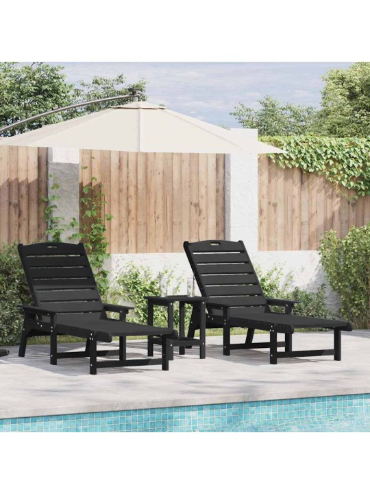 Dārza atpūtas mēbeles 3 pcs melna 38 x 38 x 46cm polietilēns
