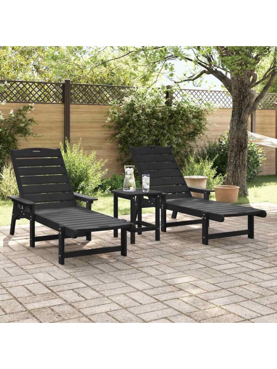 Dārza atpūtas mēbeles 3 pcs melna 38 x 38 x 46cm polietilēns