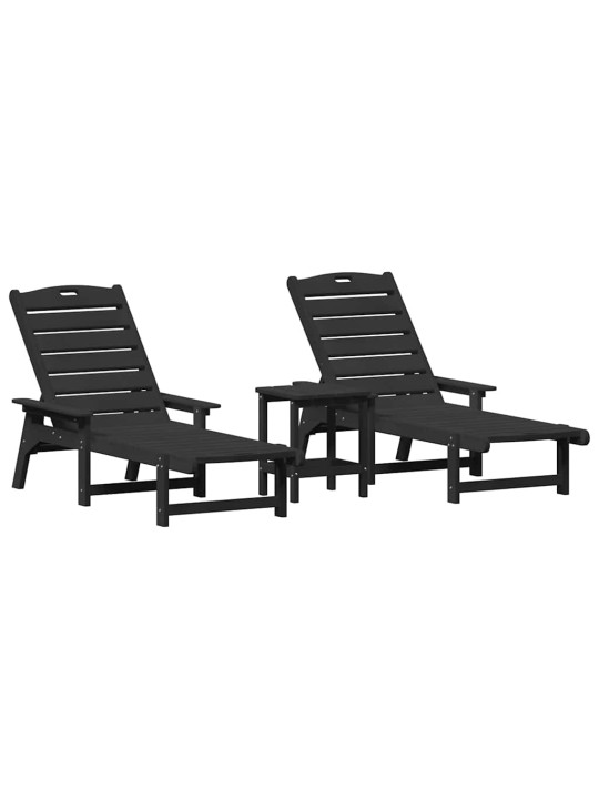 Dārza atpūtas mēbeles 3 pcs melna 38 x 38 x 46cm polietilēns