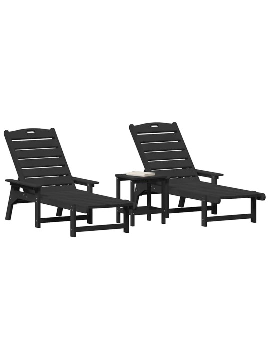 Dārza atpūtas mēbeles 3 pcs melna 38 x 38 x 46cm polietilēns