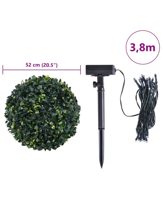 Mākslīgās buksuss bumbas ar led gaismām 2 gab. zaļa 52 cm