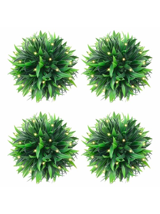 Mākslīgās buksuss bumbas ar led gaismām 4 gab. zaļa 15 cm