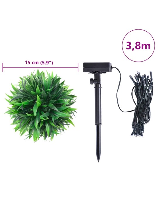 Mākslīgās buksuss bumbas ar led gaismām 4 gab. zaļa 15 cm
